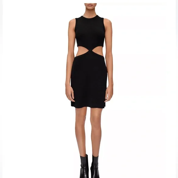 princess polly baby blue dress Maje Brooch cut-out Mini Dress | Black main image 1